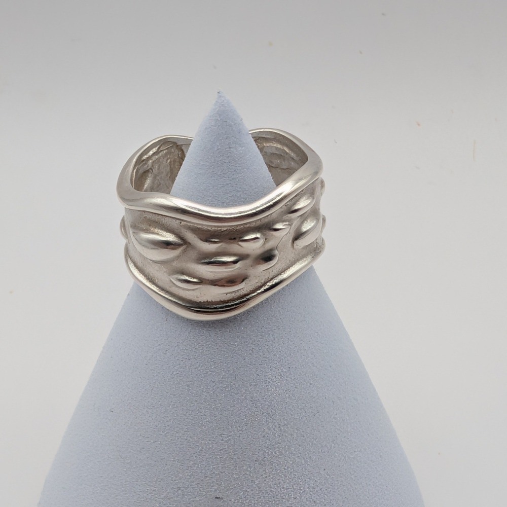 Taxco 925 Sterling Silver Wide Textured Organic Band Ring Size 6.5 6.4g - Picture 6 of 10